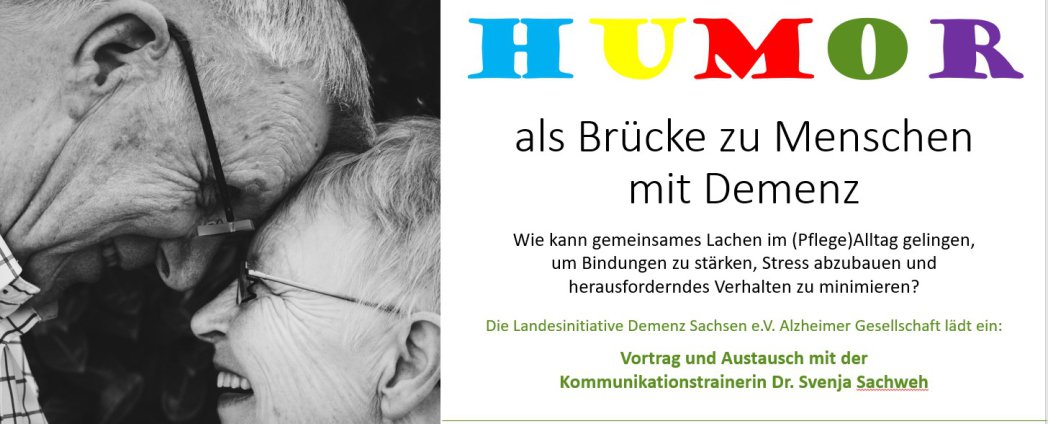 Einladungsflyer zur Veranstaltung "Humor in der Pflege" mit Dr. Sachweh